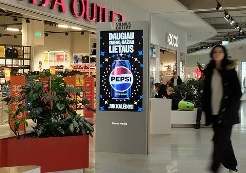 A digital outdoor advertising screen in vilnius mall