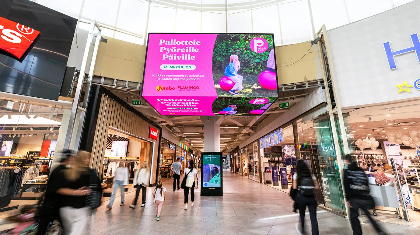 Kauppakeskus Jumbo kulmanäyttö