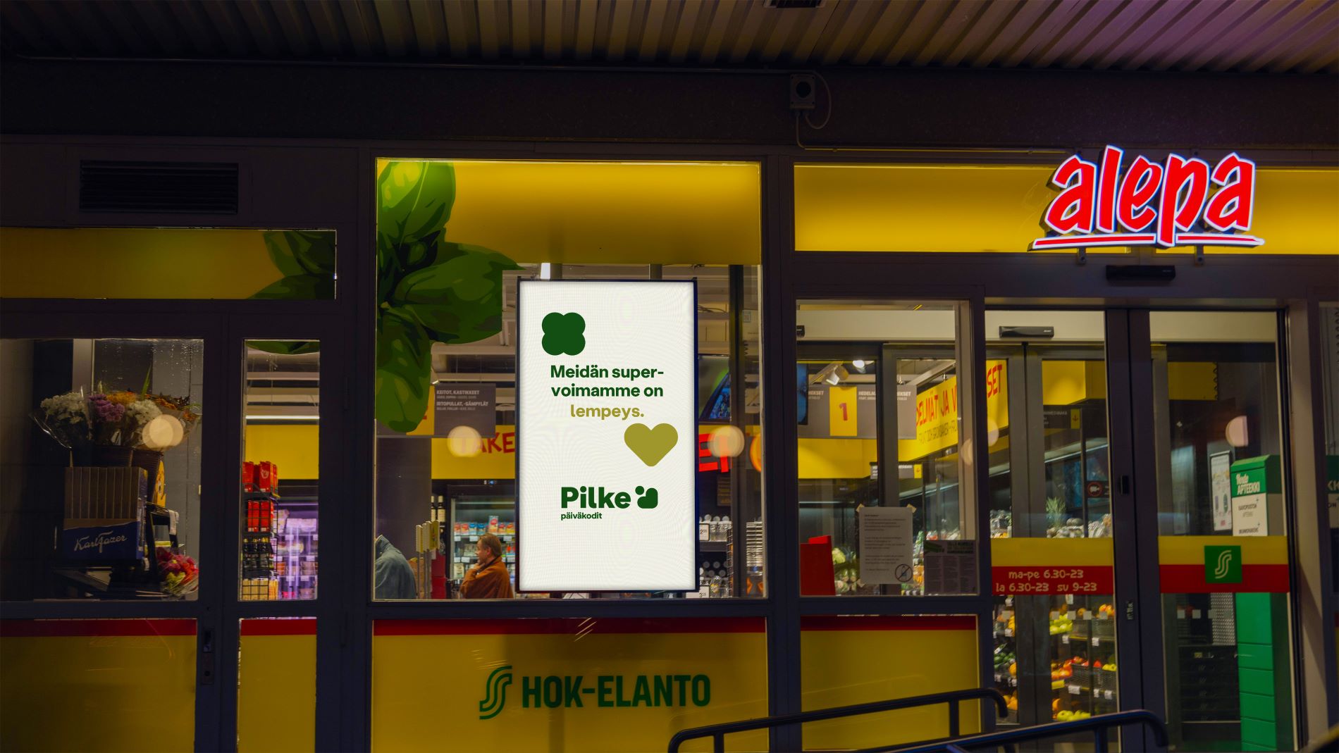 Pilke Päiväkotien ulkomainos Alepa katunäytössä