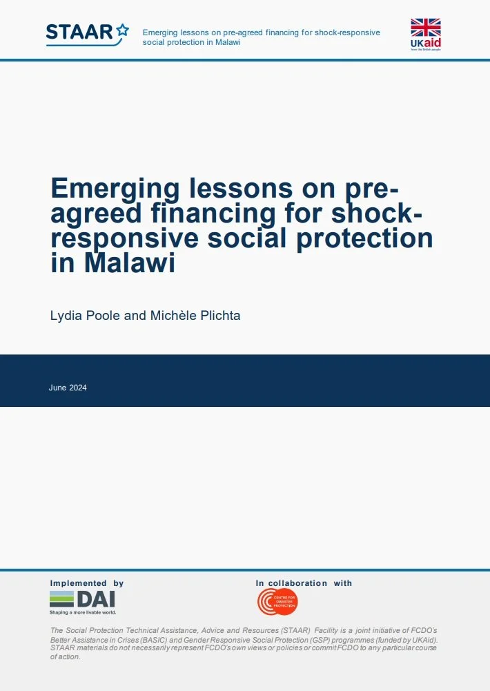 Emerging Lessons On Pre-Agreed Financing For Shock-Responsive Social Protection In Malawi