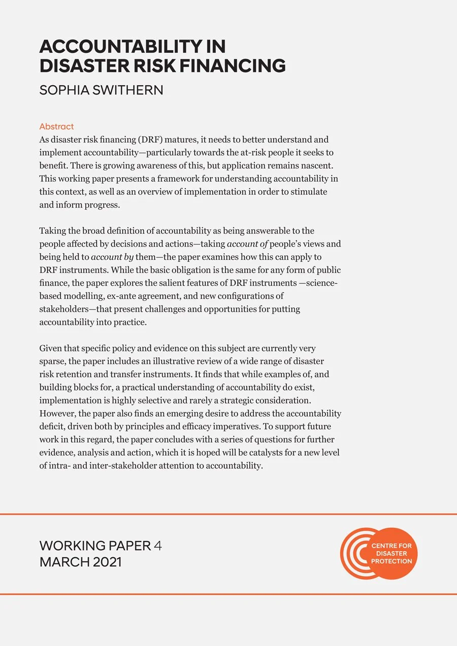 Accountability In Disaster Risk Financing