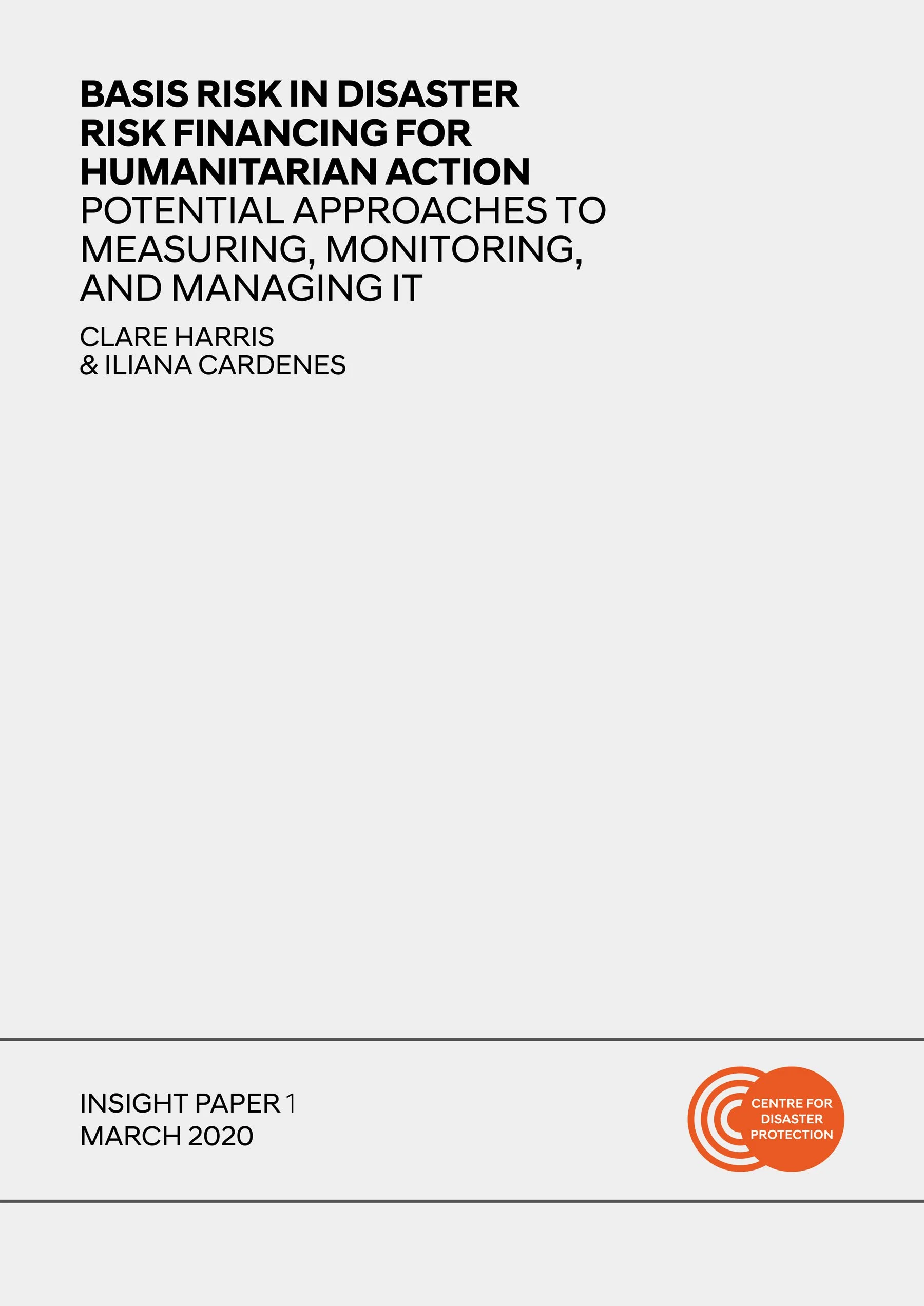 Basis Risk In Disaster Financing For Humanitarian Action