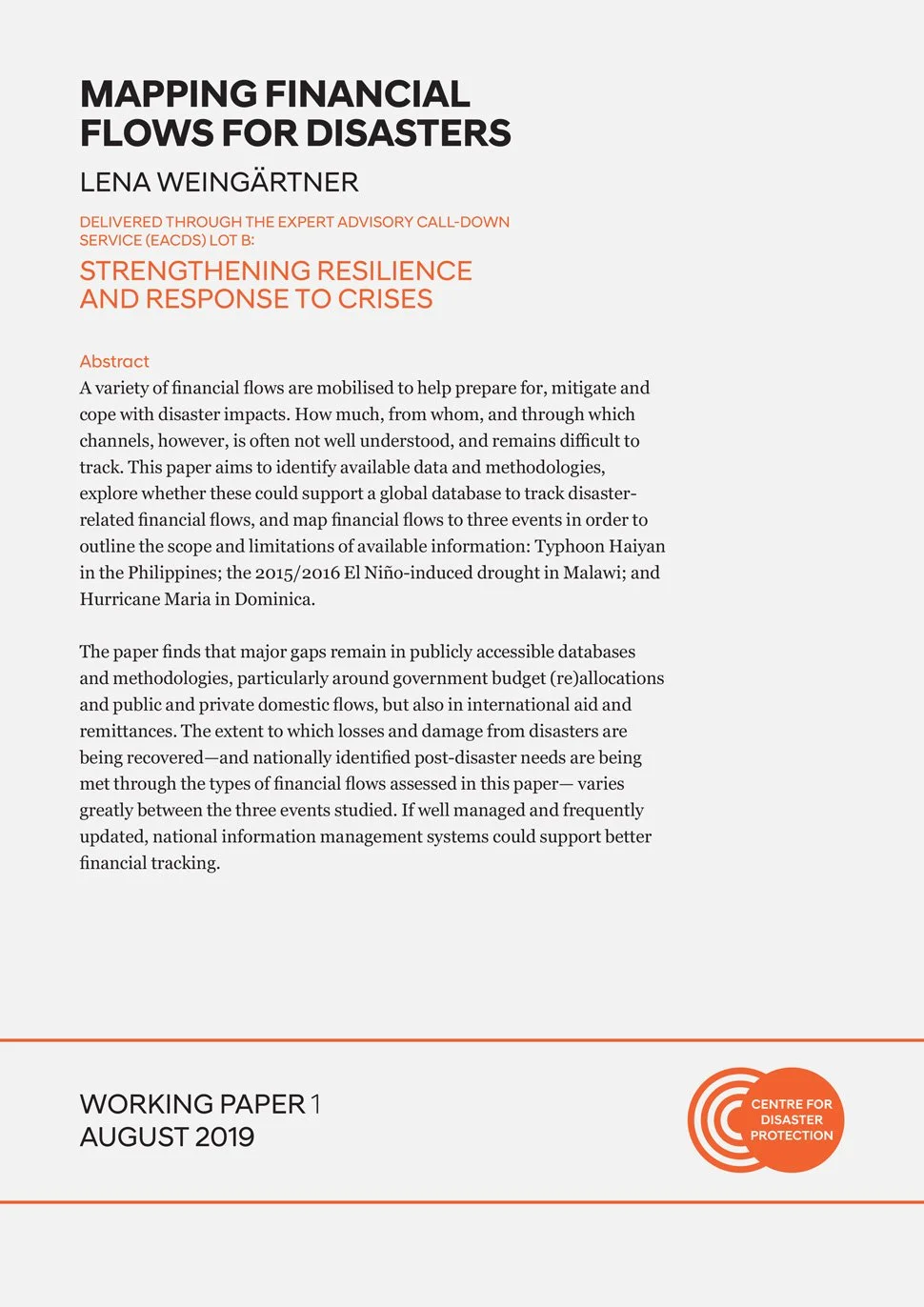 Mapping Financial Flows For Disasters