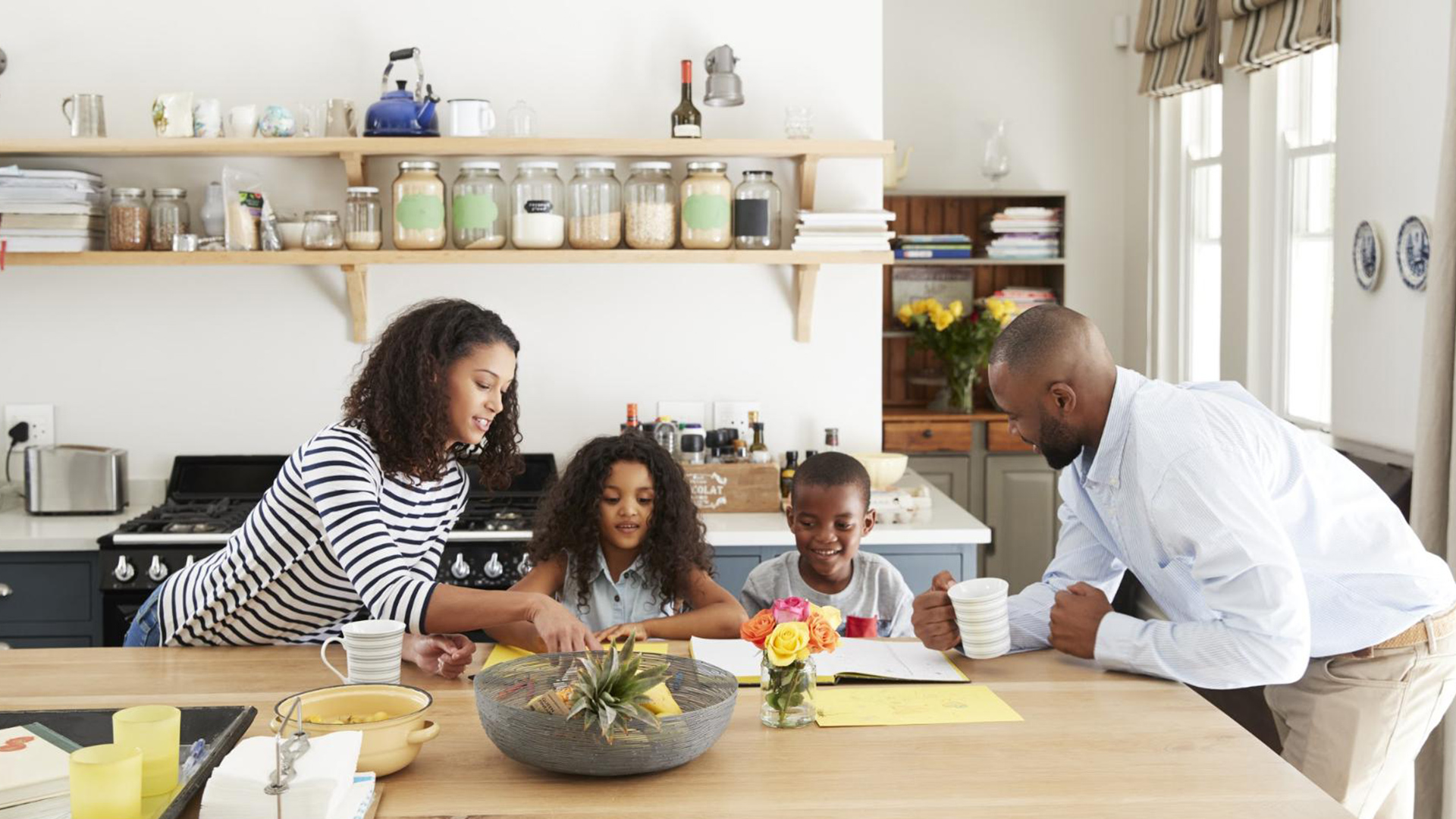 Family having a breakfast together