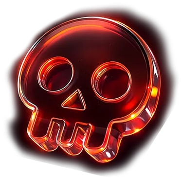 Transparent red glowing skull icon representing CVE vulnerabilities