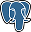 Stylized blue elephant head with a curled trunk, representing the PostgreSQL logo.