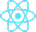 React logo consisting of an atom-like shape with three elliptical orbits surrounding a central circle.