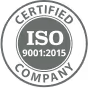 ISO certified company emblem with bold ISO text in the center.