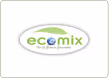 Ecomix logo with tagline 'mix for greener future' featuring green and blue text with a stylized swoosh.