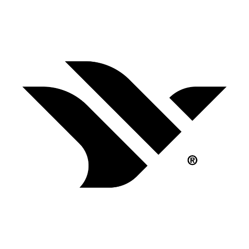 Stylized black falcon bird logo on white background.