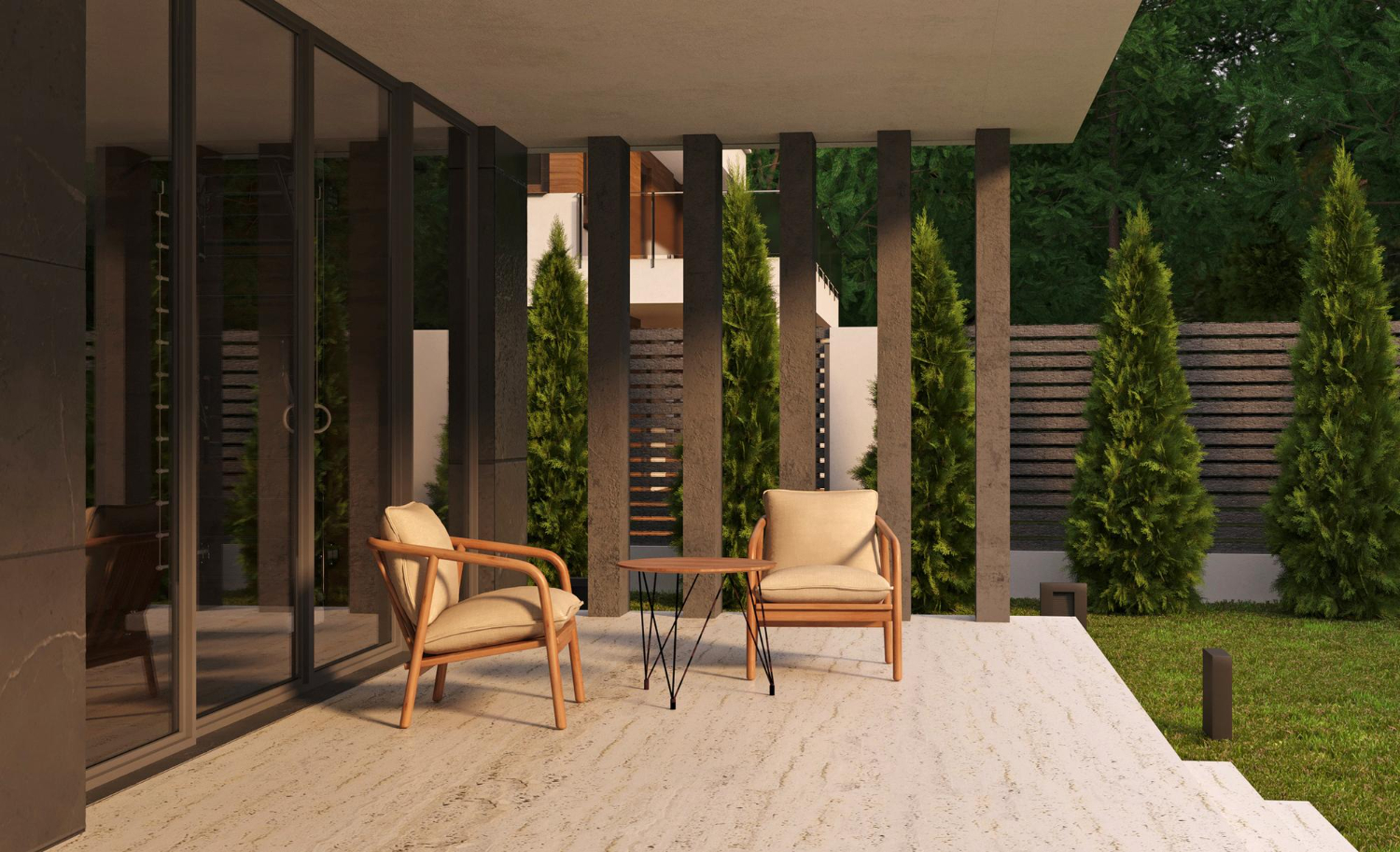 Concrete paver patio with natural stone hardscape design Orange County