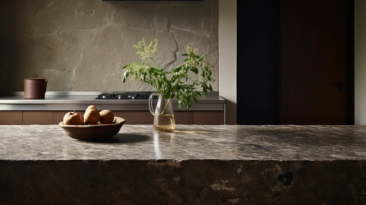 Modern kitchen with contemporary interior — quartz countertops and custom cabinetry