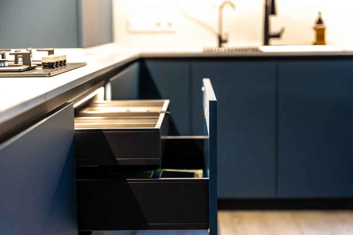 Complete kitchen renovation featuring clean lines and integrated appliances