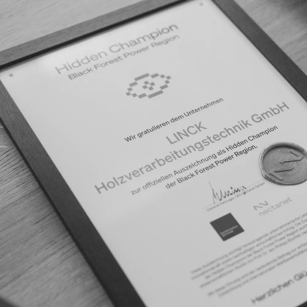 Auszeichnung von LINCK als Hidden Champion der Black Forest Power Region durch nectanet