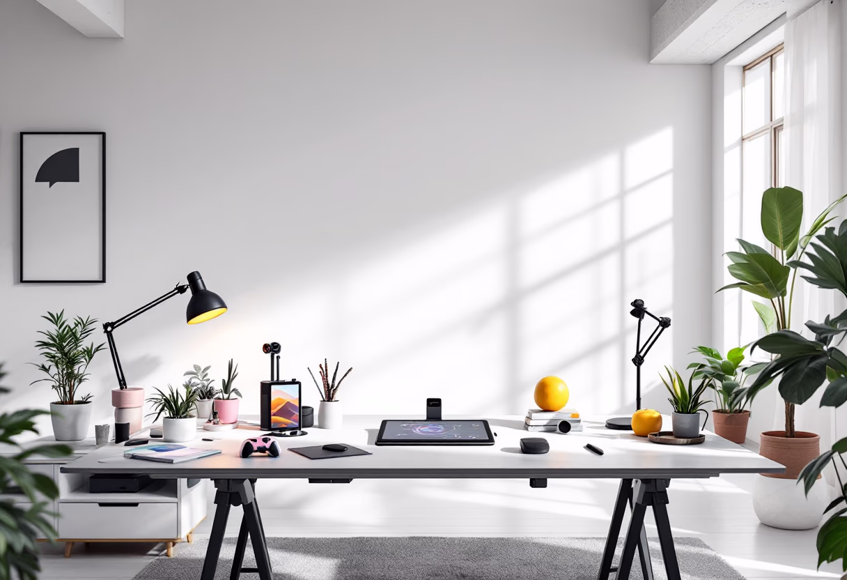 [background image] image of creative workspace (for a game development company)