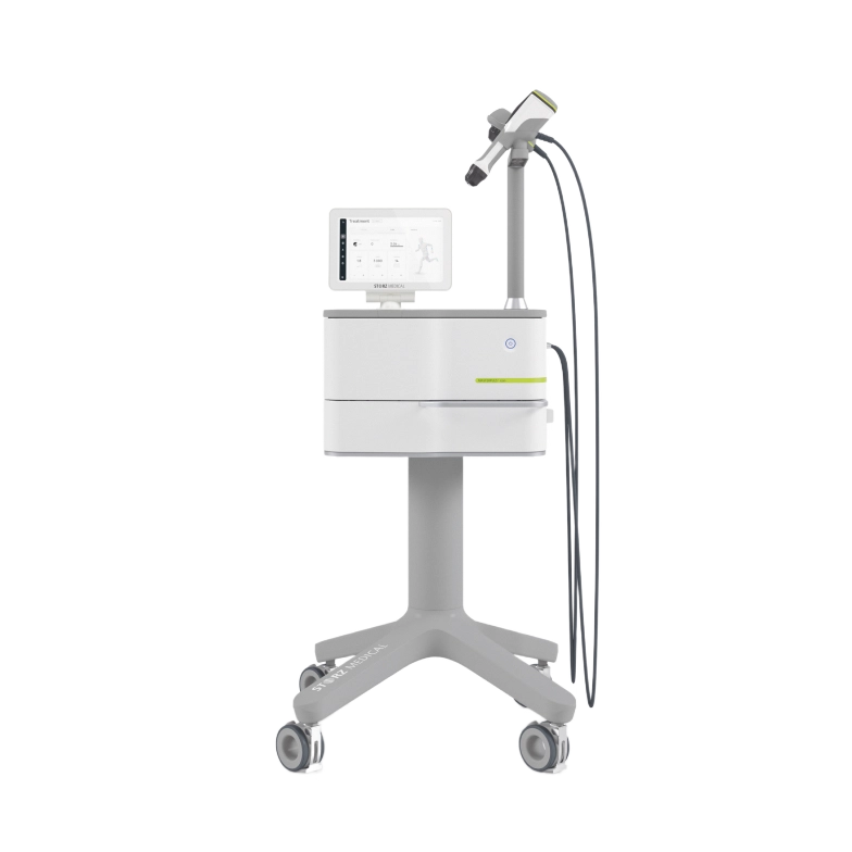 STORZ Medical Masterpuls console on a mobile stand with an applicator holder