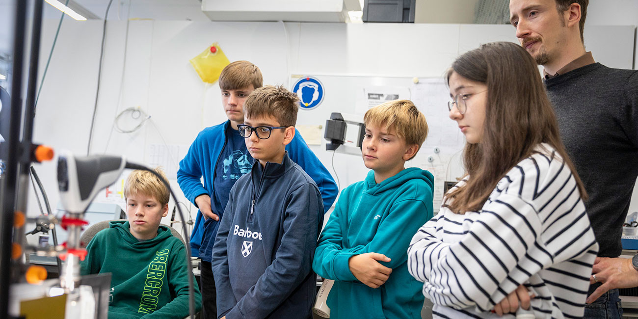 Children exploring medical technology at STORZ MEDICAL's Future Day event, 2023