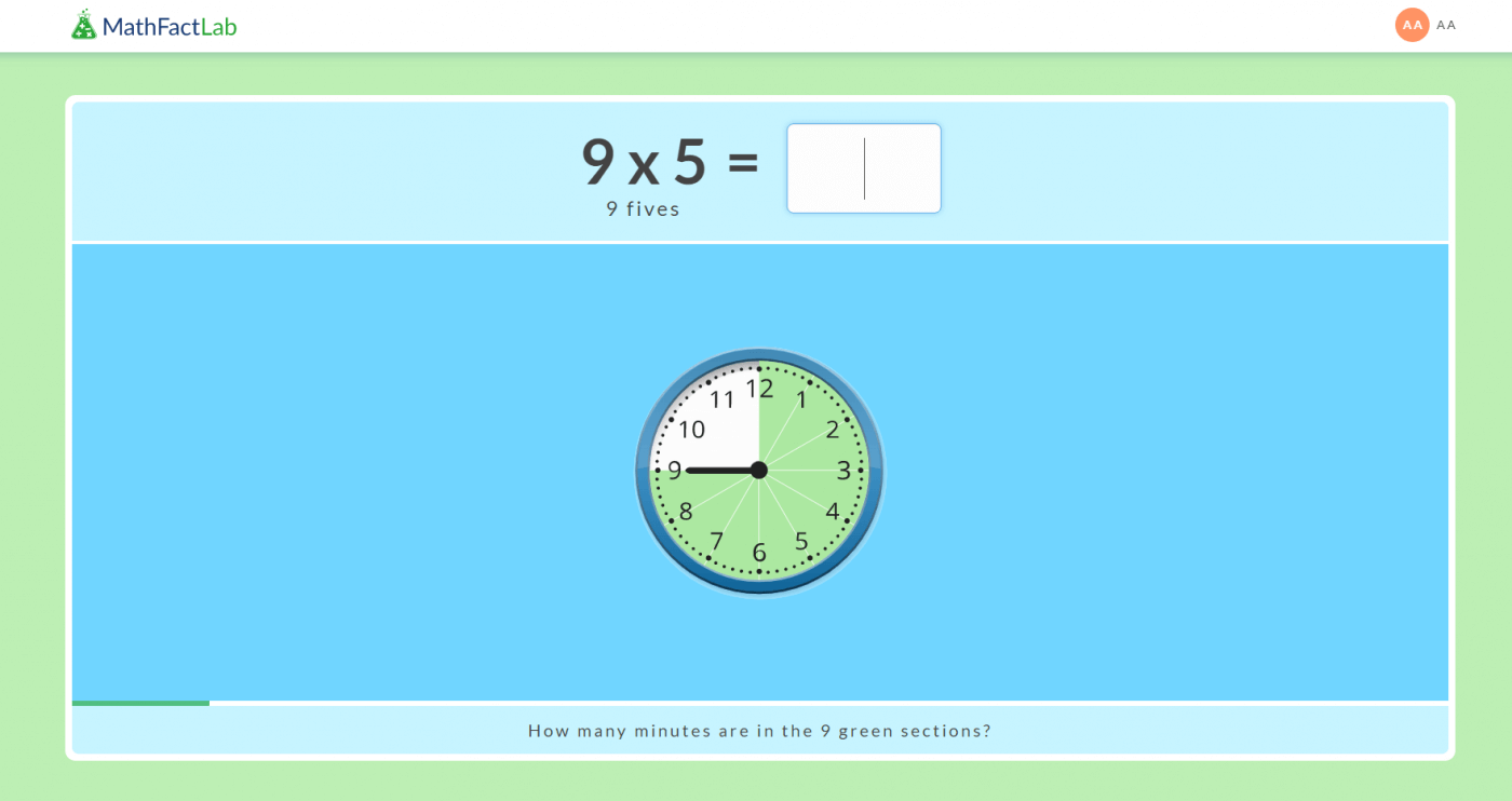 Multiplying by 5 using a clock face