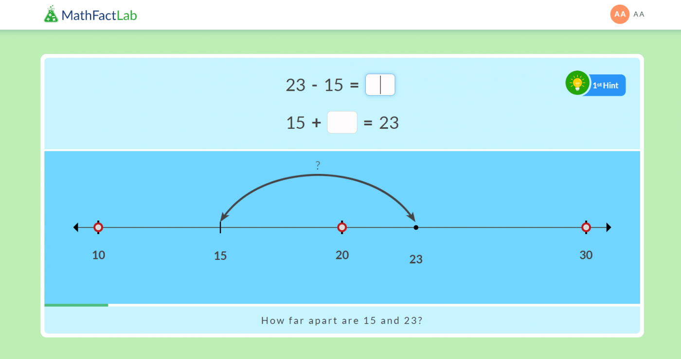 Find the difference on number line