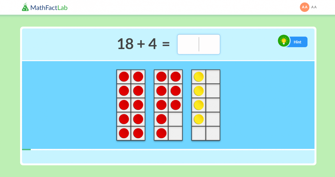 Double plus single digit with ten frames