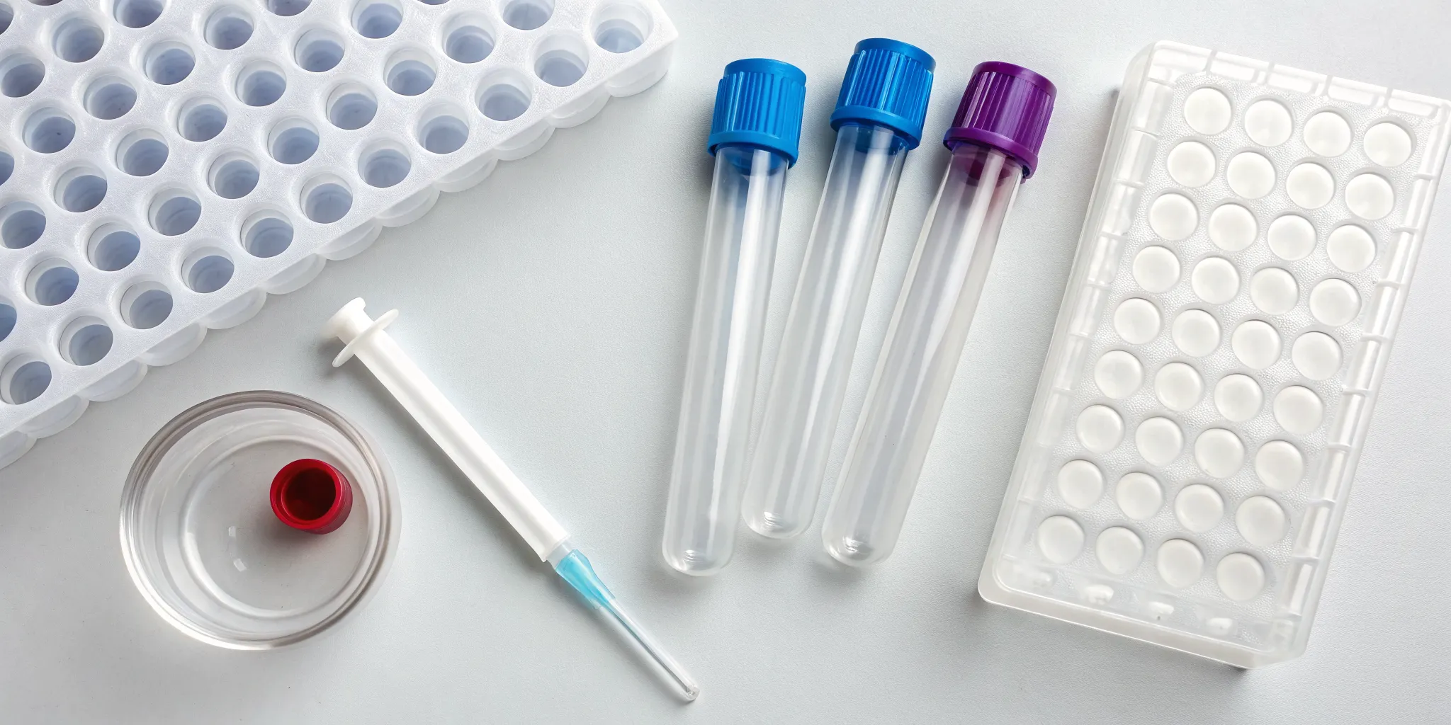 Blood collection tubes and lab equipment for an accurate test to measure cortisol levels.
