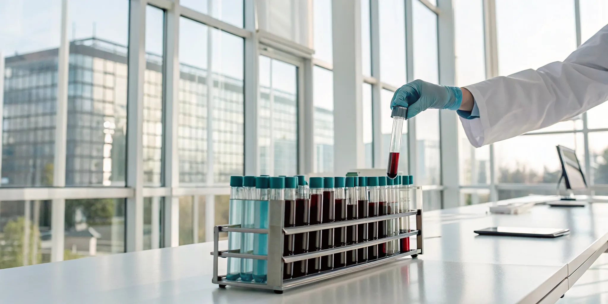 Lab technician analyzing the best blood test for cognitive function.