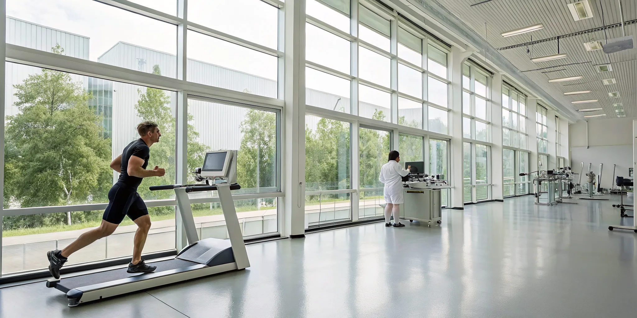 Athlete on a treadmill for blood testing to optimize performance and recovery.