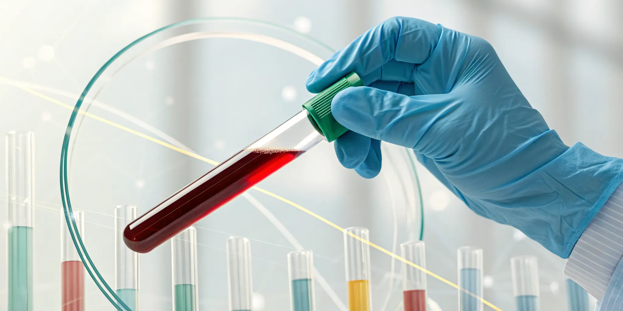 Test tube with a blood sample for an IgA blood test.
