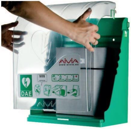 Teca AIVIA S vista frontale aperta. Teca in ABS verde.