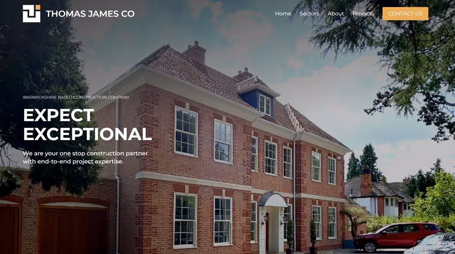 Website Thomas James Construction, based in Leamington Spa