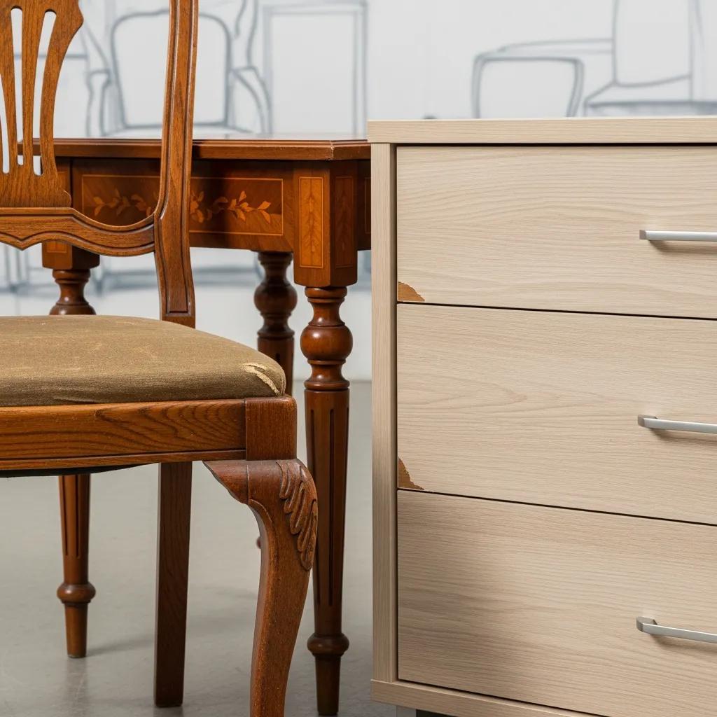 Close up of furniture types to show material, condition, and craftsmanship