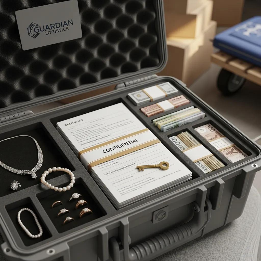 Locked box holding important documents and small valuables