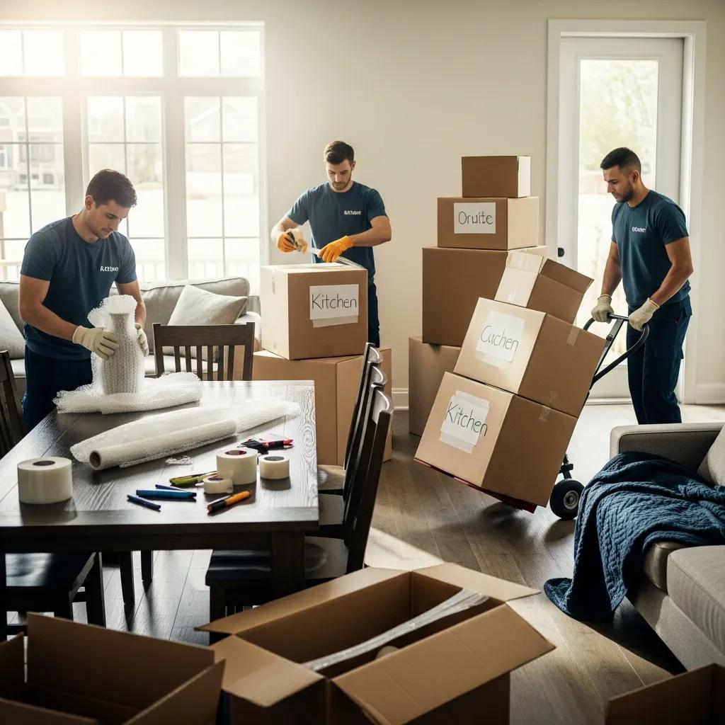 Mountain Movers ATX team packing household items for a long-distance move in Austin