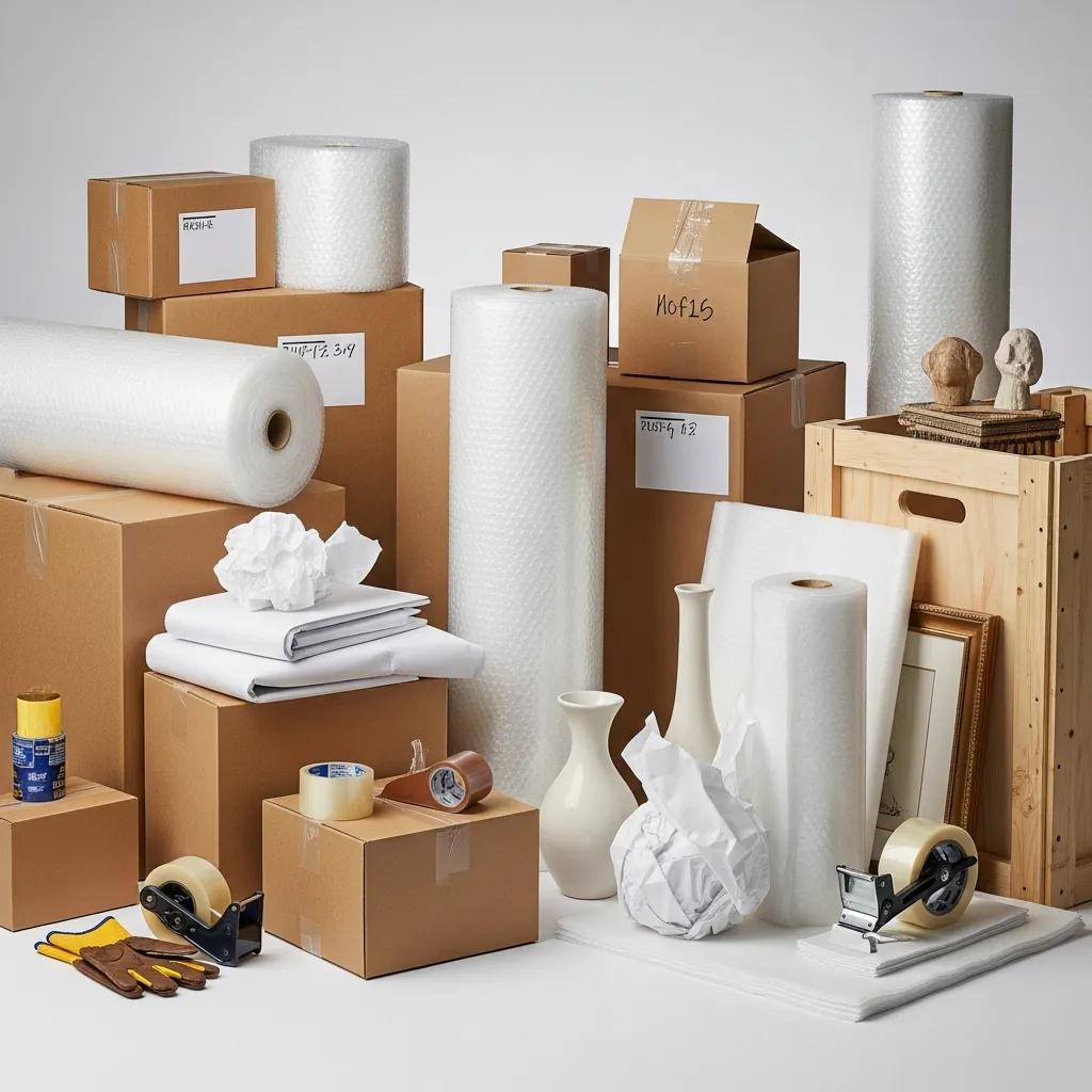 Selection of packing materials used by Mountain Movers ATX for full-service long-distance moves