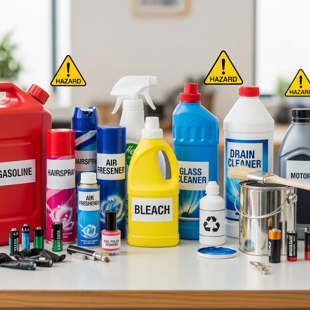 Household hazardous items such as gasoline cans and aerosol sprays