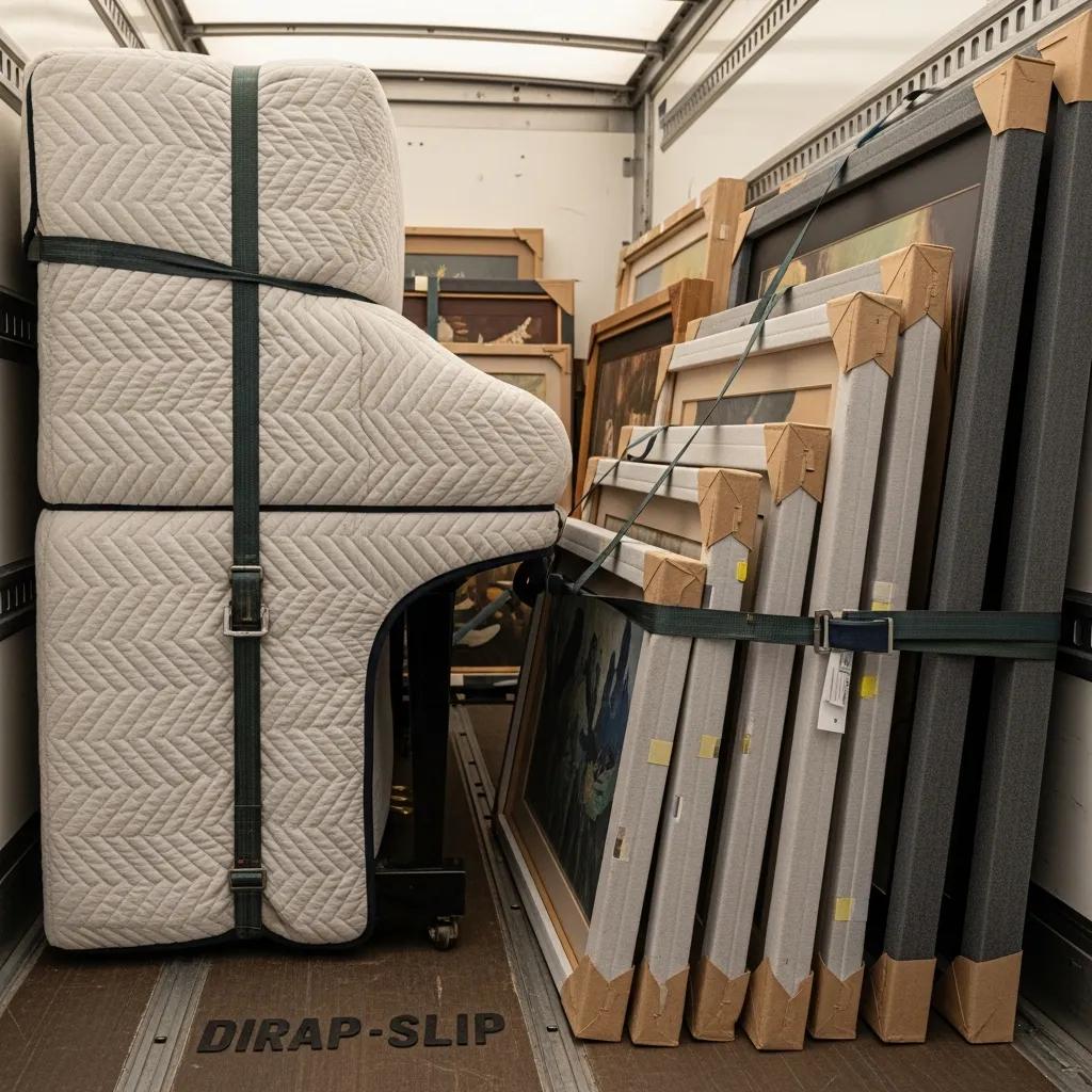 Moving truck with padded furniture and protective wrapping — full value protection for high‑value items during an Austin move