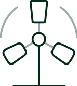 Stylized fan or propeller structure.