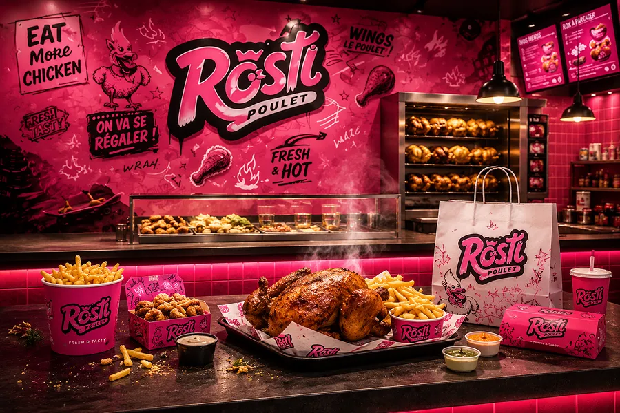 Rôtisserie Rosti Poulet avec poulet rôti et commandes à emporter