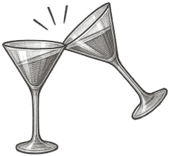 Deux verres à cocktail en train de trinquer.