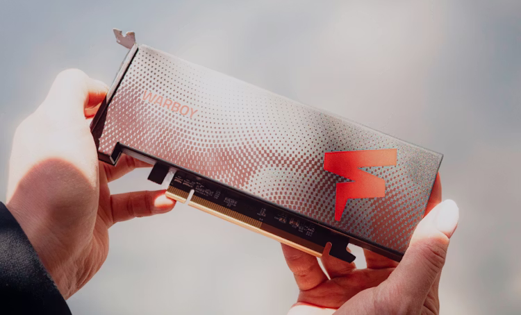 Two hands holding a computer graphics card labeled WARBOY with a red stylized logo.