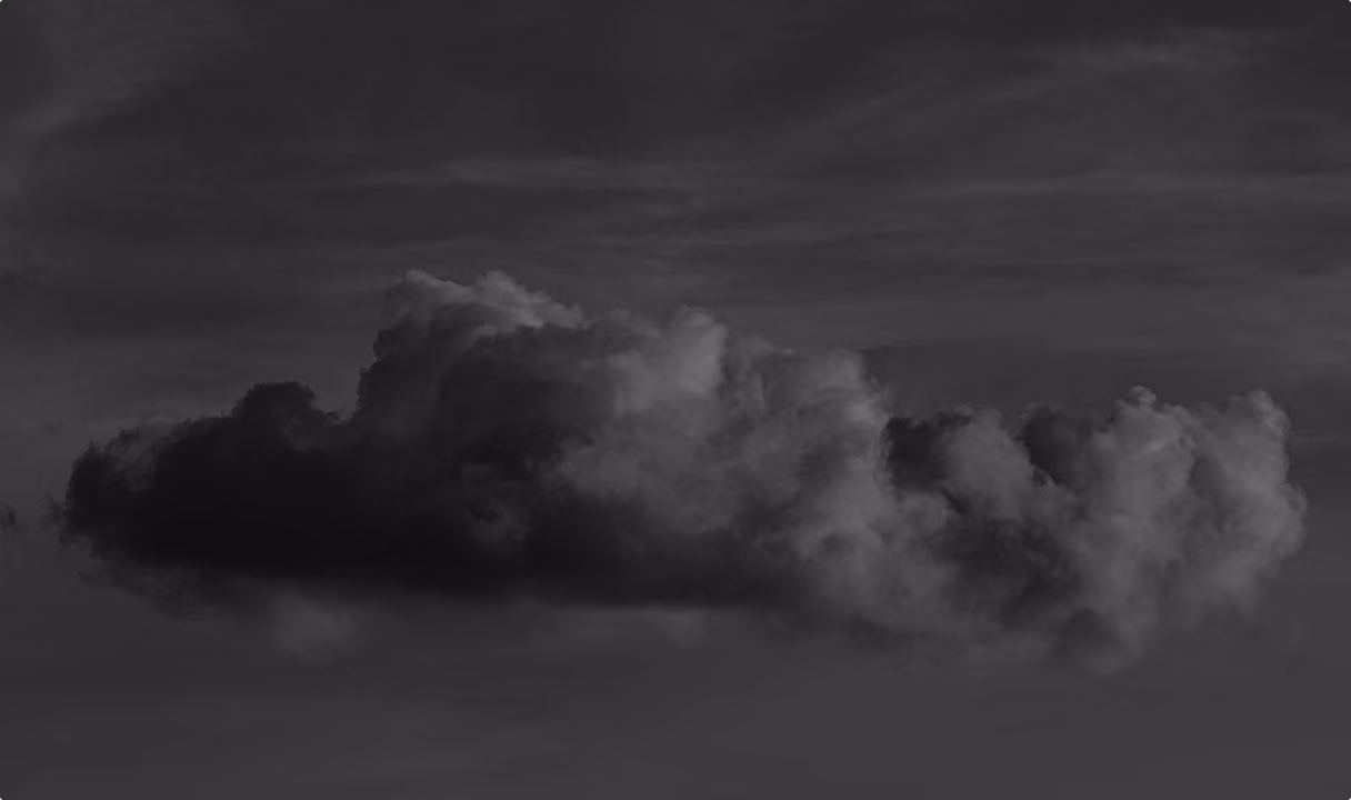 A single large, dark cloud in a moody, dimly lit sky with subtle textured shades of gray.