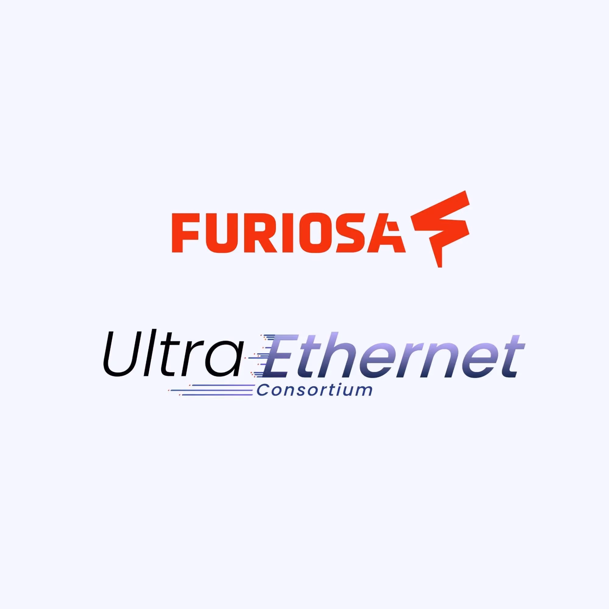 Furiosa logo displayed above the Ultra Ethernet Consortium logo on a light background.