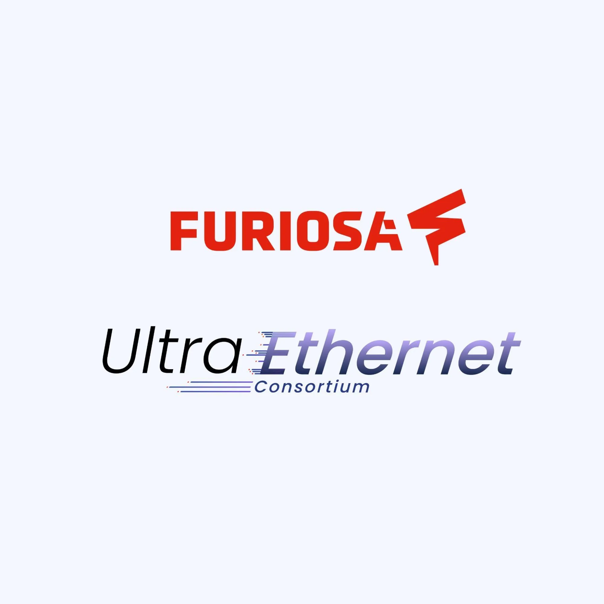 Furiosa logo displayed above the Ultra Ethernet Consortium logo on a light background.
