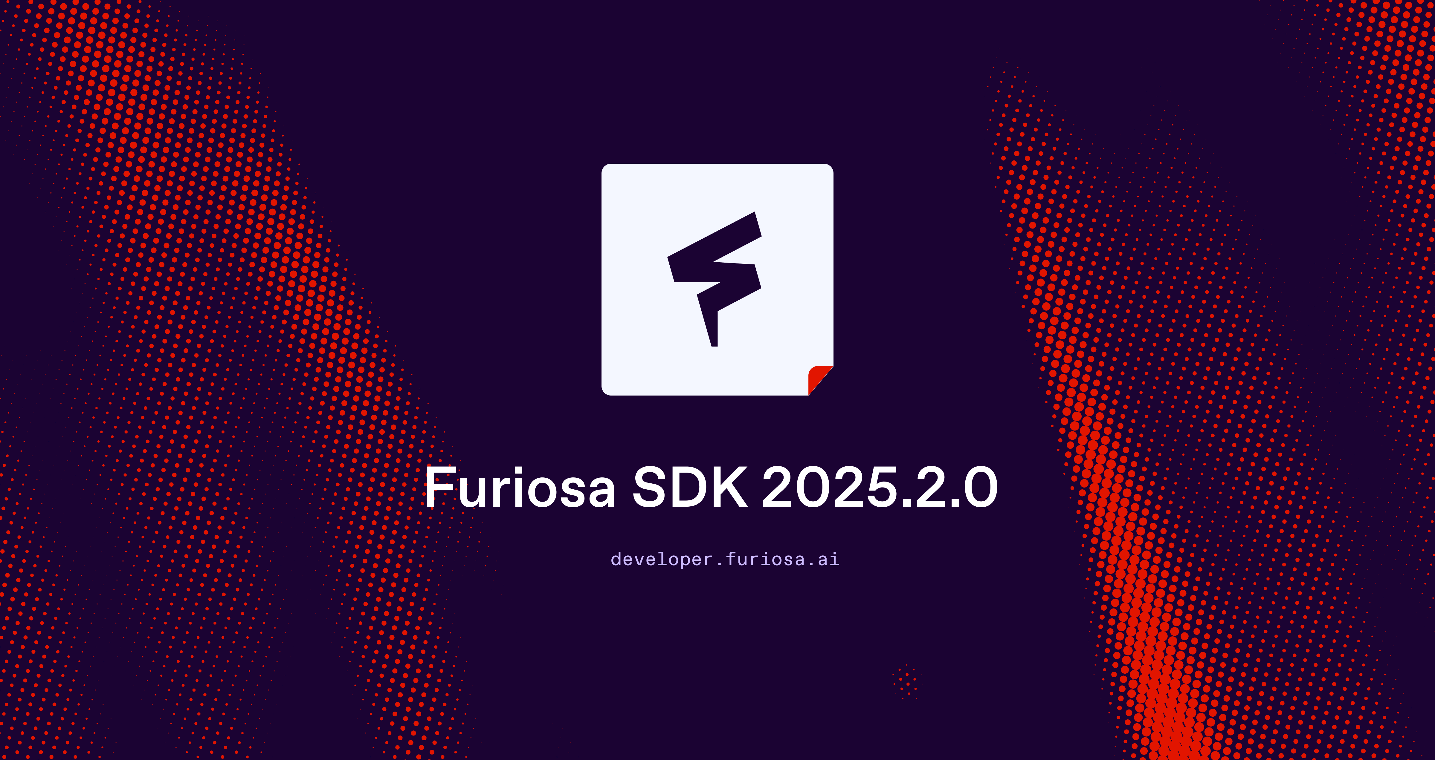 Promotional graphic announcing Furiosa SDK version 2025.2.0 with the Furiosa logo on a purple background.