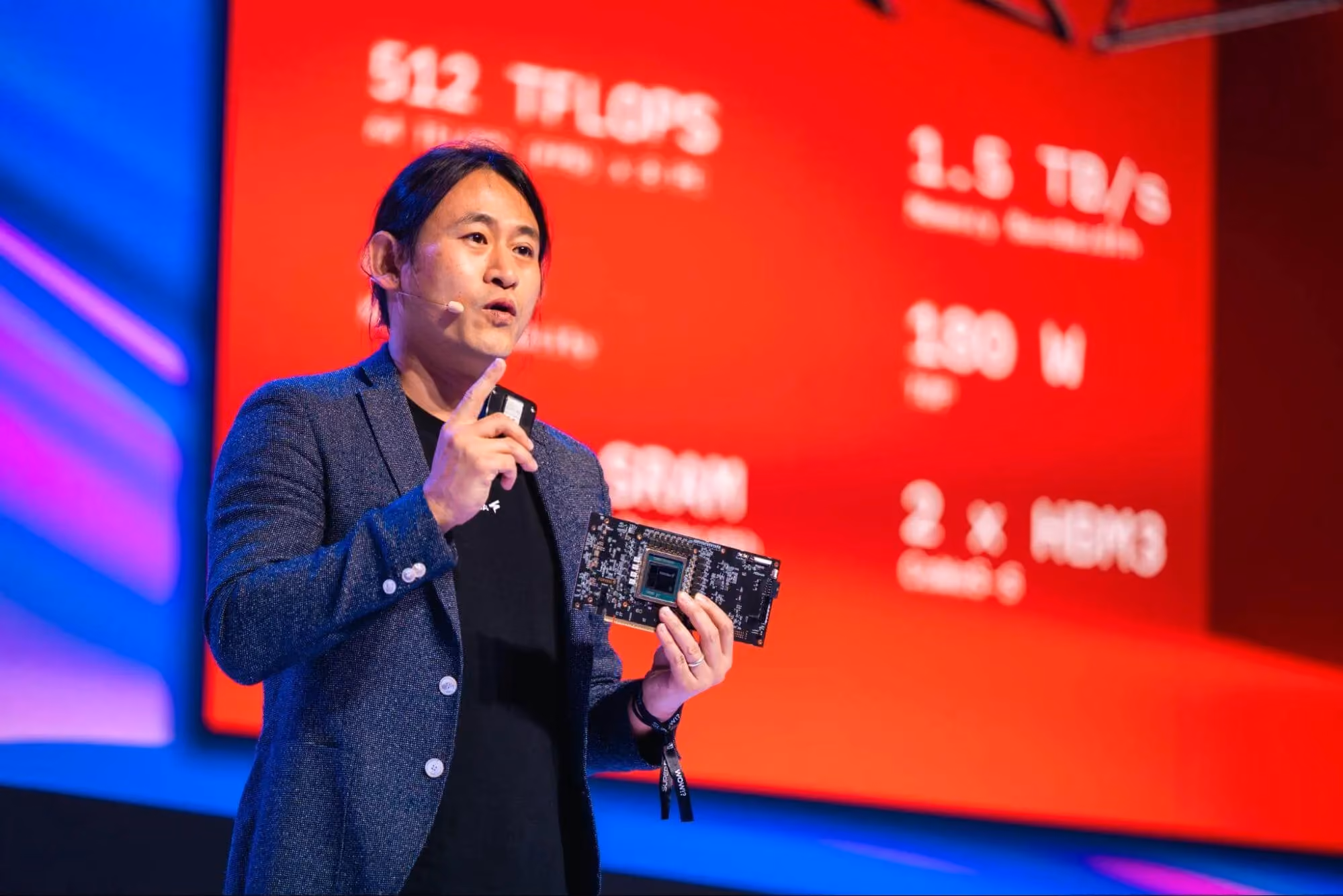 FuriosaAI CEO June Paik delivers a keynote address at SuperAI in June 2025.