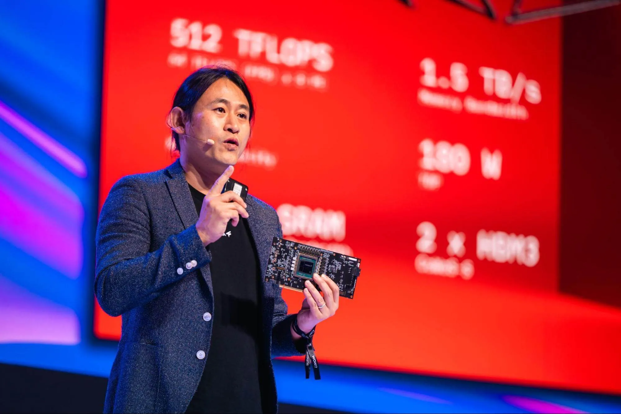 FuriosaAI CEO June Paik delivers a keynote address at SuperAI in June 2025.