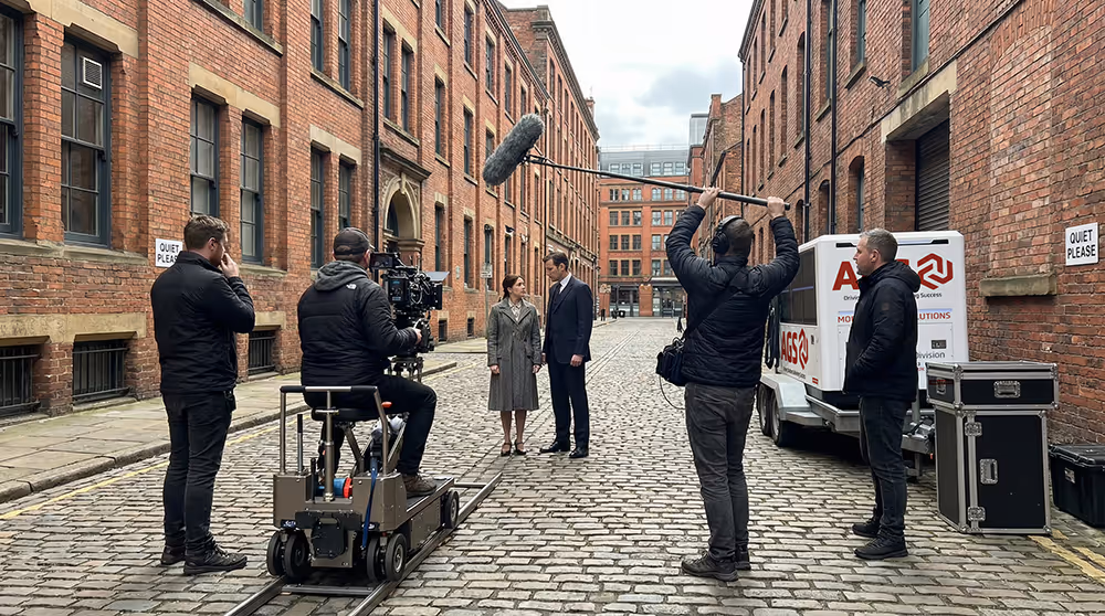 AGS, scalable mobile power unit in action on street scene during production take