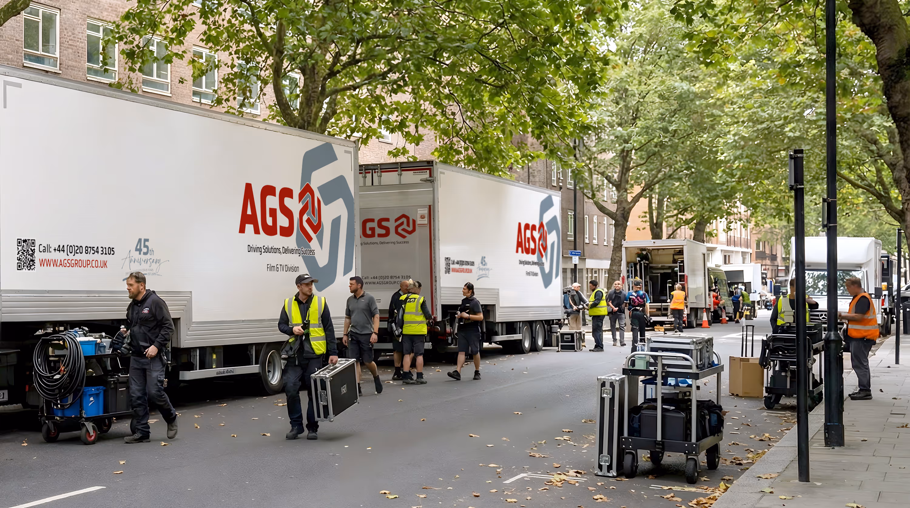 AGS tech trailer set up outdoors, representing reduced CO₂ emissions and sustainable production units