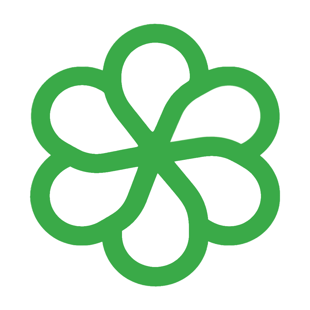 An interlocking six-loop rosette that symbolizes connected systems working as one.