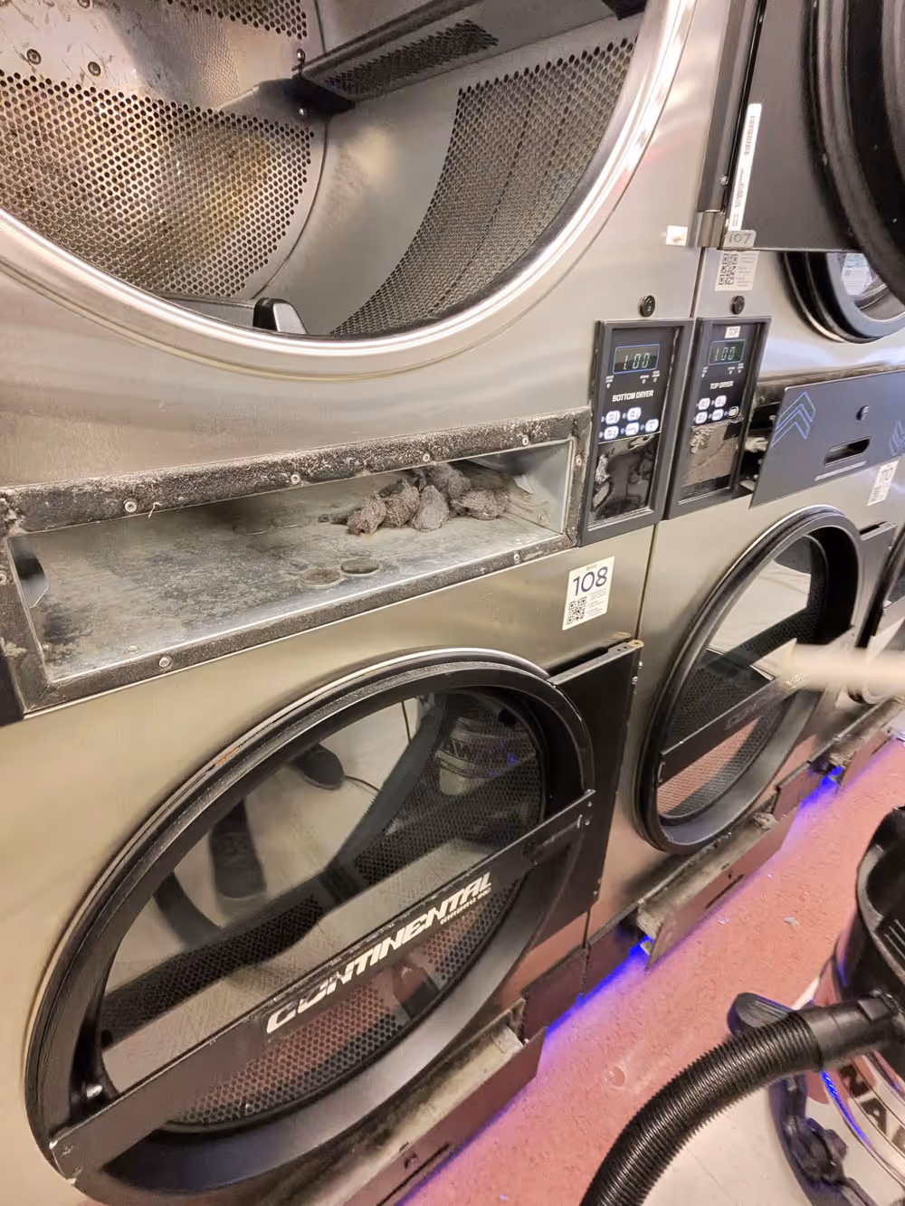 Commercial dryer vents that have lint build-up.